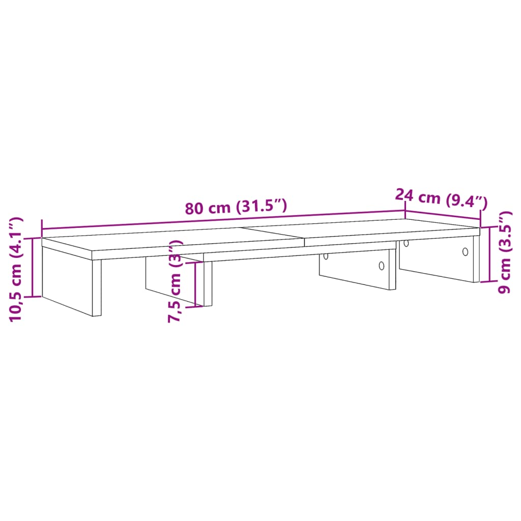 vidaXL Skärmställ justerbart 80x24x10,5 cm konstruerat trä åldrat trä