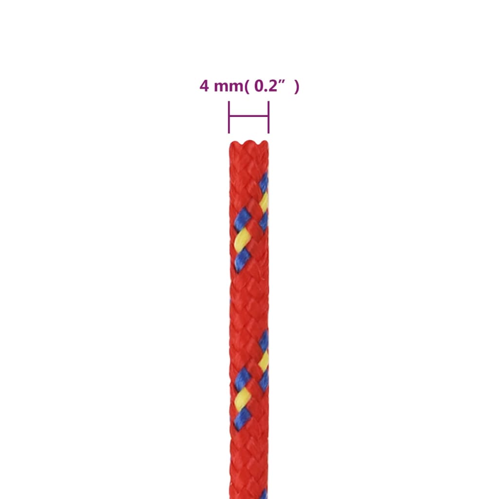 vidaXL Båtlina röd 4 mm 100 m polypropen