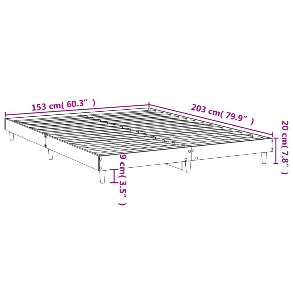 vidaXL Sängram utan madrass sonoma-ek 150x200 cm konstruerad trä