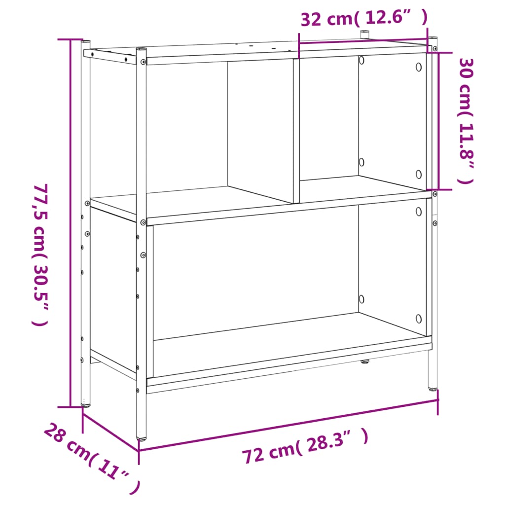 vidaXL Bokhylla brun ek 72x28x77,5 cm konstruerat trä