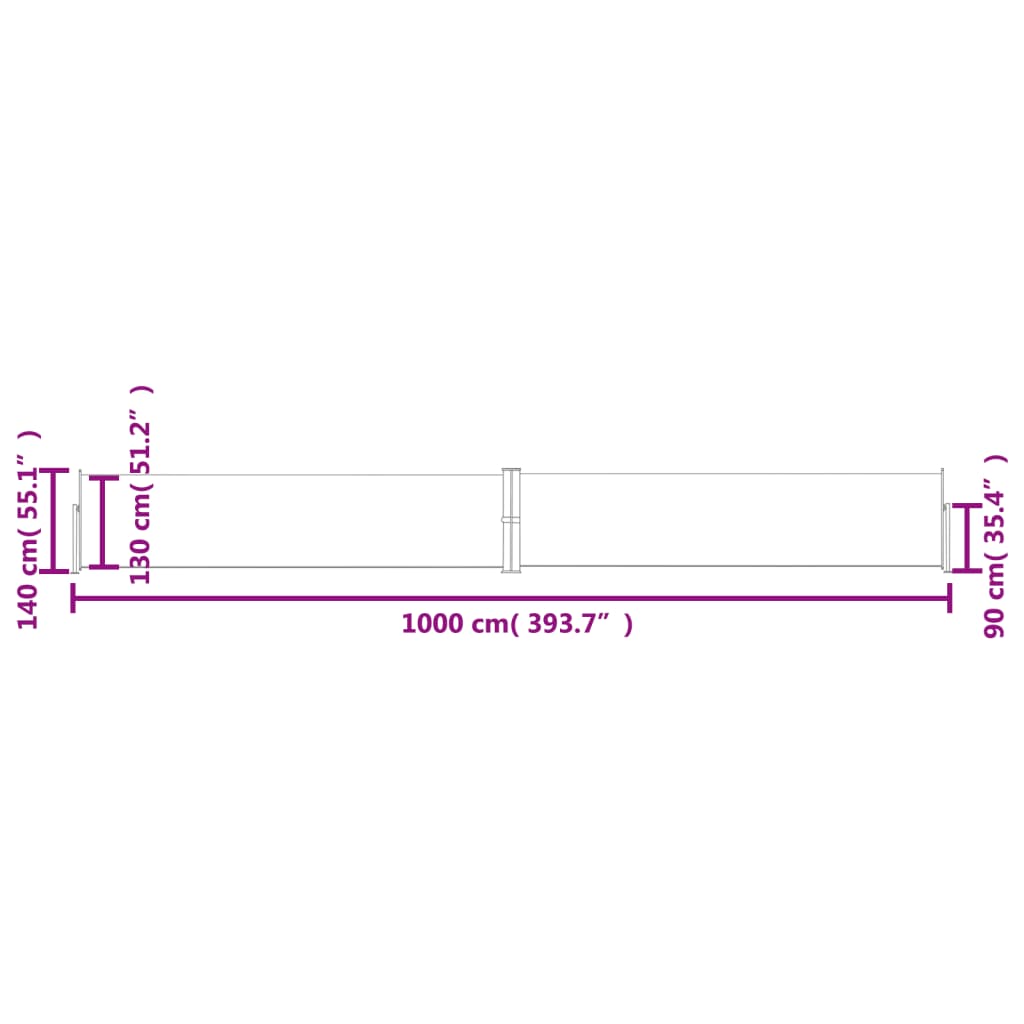 vidaXL Infällbar sidomarkis blå 140x1000 cm