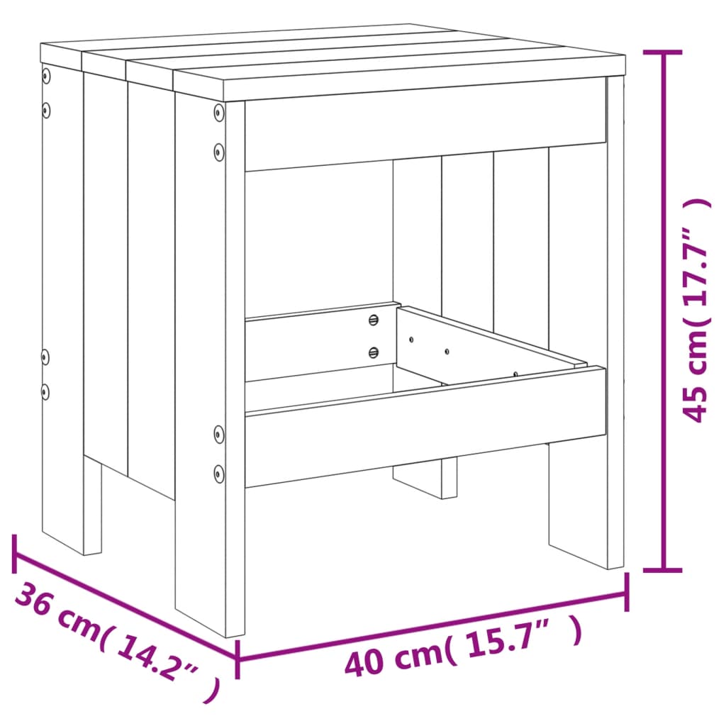 vidaXL Trädgårdspallar 2 st vit 40x36x45 cm massiv furu