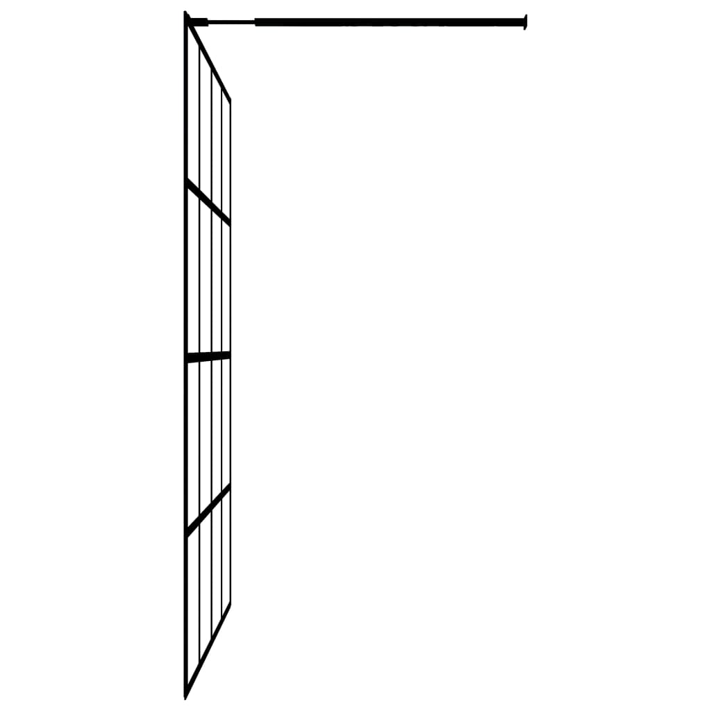 vidaXL Duschvägg med hylla svart 90x195 cm ESG-glas&aluminium