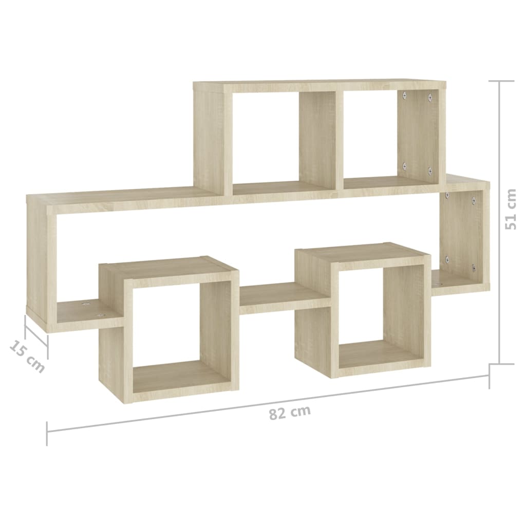 vidaXL Bilformad vägghylla sonoma-ek 82x15x51 cm konstruerat trä