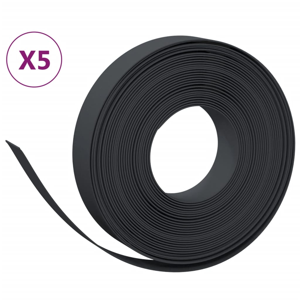 vidaXL Rabattkant svart 5 st 10 m 10 cm polyeten