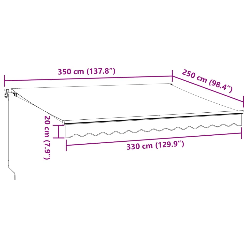 vidaXL Markis manuellt infällbar antracit&vit 350x250 cm