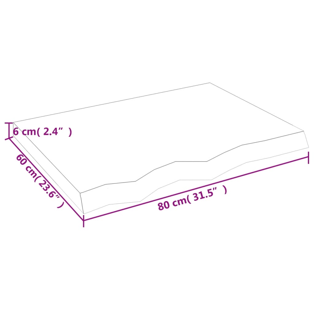 vidaXL Bordsskiva 80x60x(2-6) cm obehandlad massiv ek