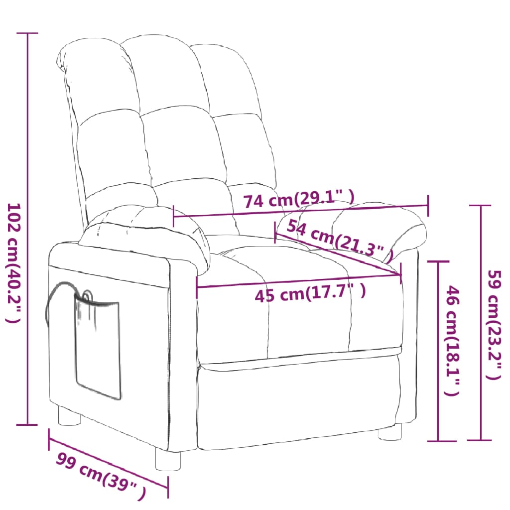 vidaXL Massagefåtölj gul tyg