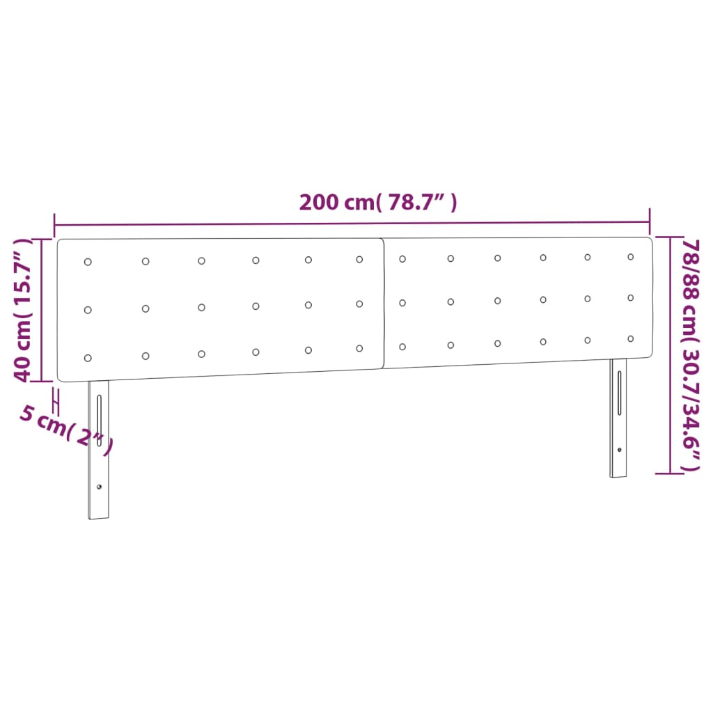 vidaXL Sänggavel LED taupe 200x5x78/88 cm tyg