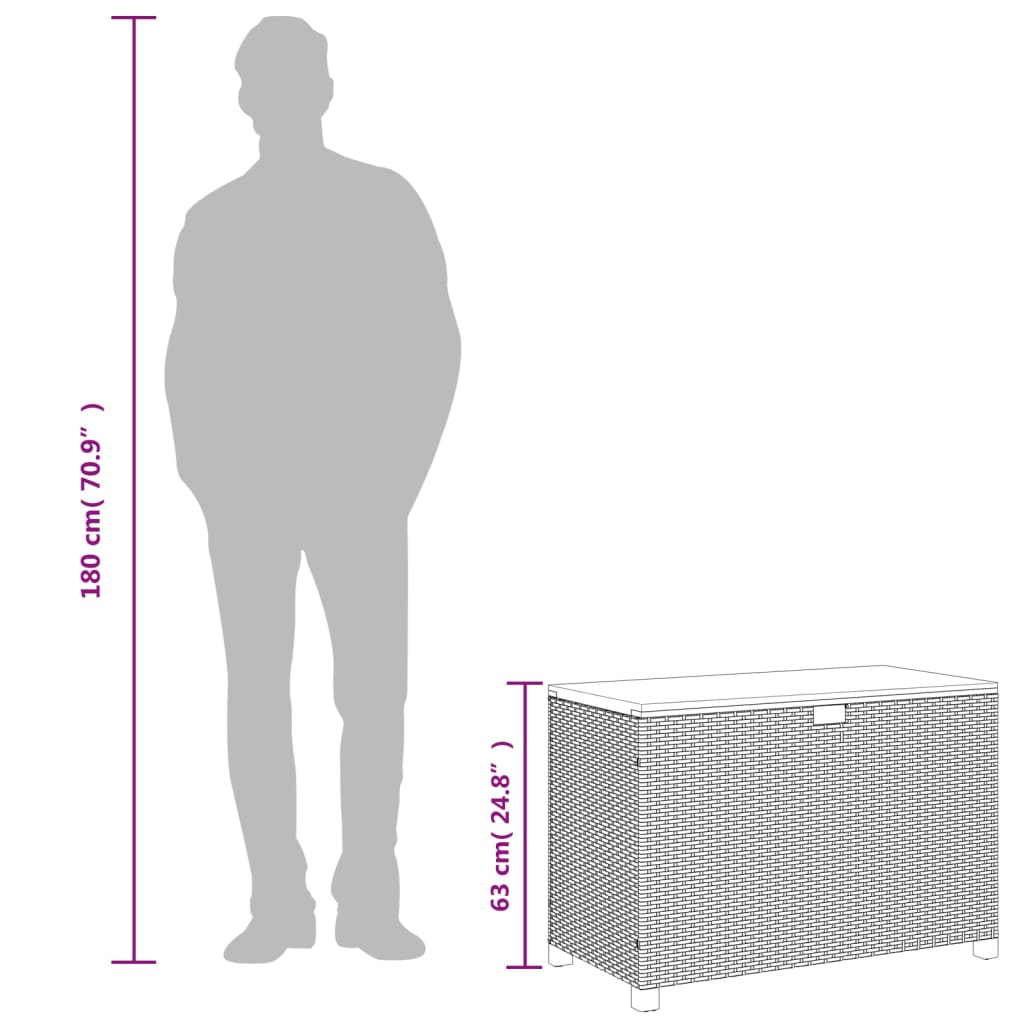 vidaXL Dynbox grå 110x55x63 cm konstrotting akaciaträ