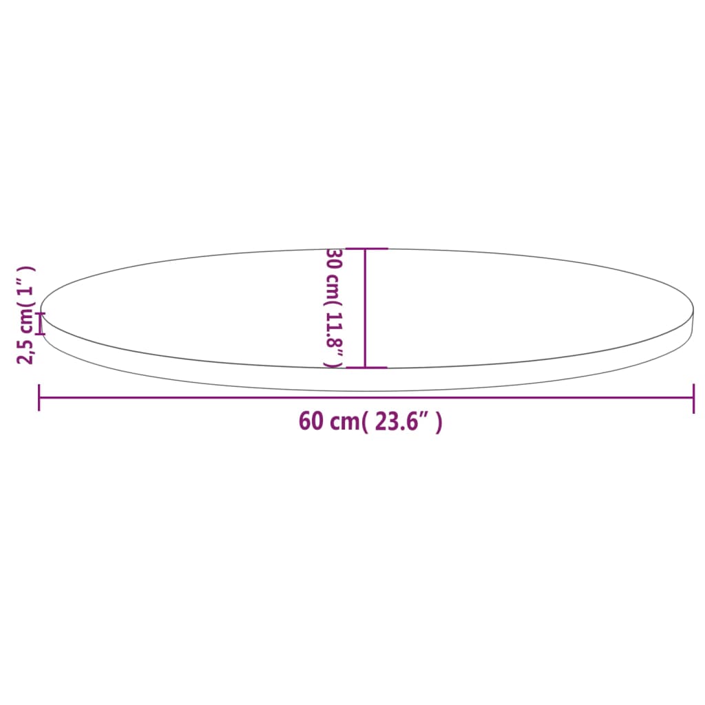 vidaXL Bordsskiva vit 60x30x2,5 cm oval massiv furu