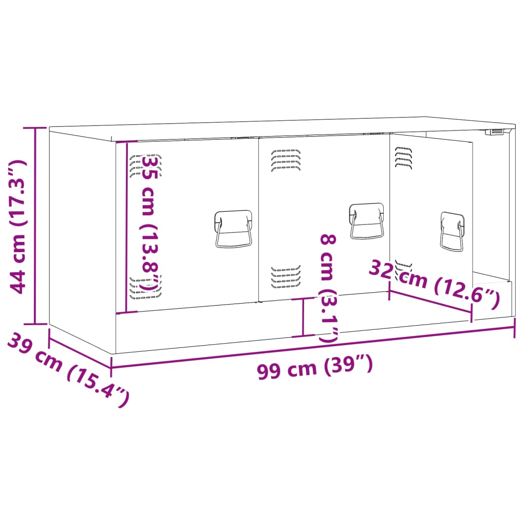 vidaXL TV-skåp olivgrön 99x39x44 cm stål