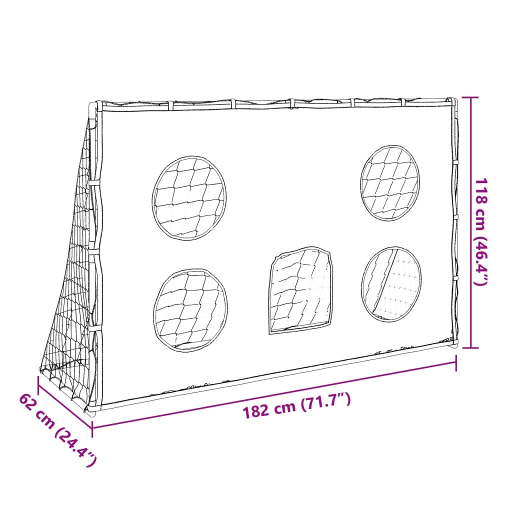 vidaXL Barnfotbollsmål med målduk och boll 182x62x118 cm