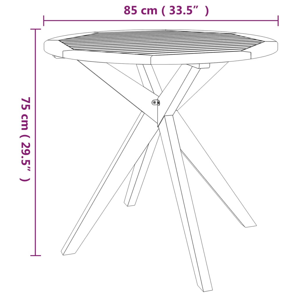 vidaXL Trädgårdsbord 85x85x75 cm massivt akaciaträ