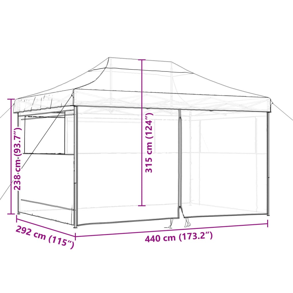 vidaXL Pop-Up hopfällbart partytält med 4 sidoväggar terrakotta