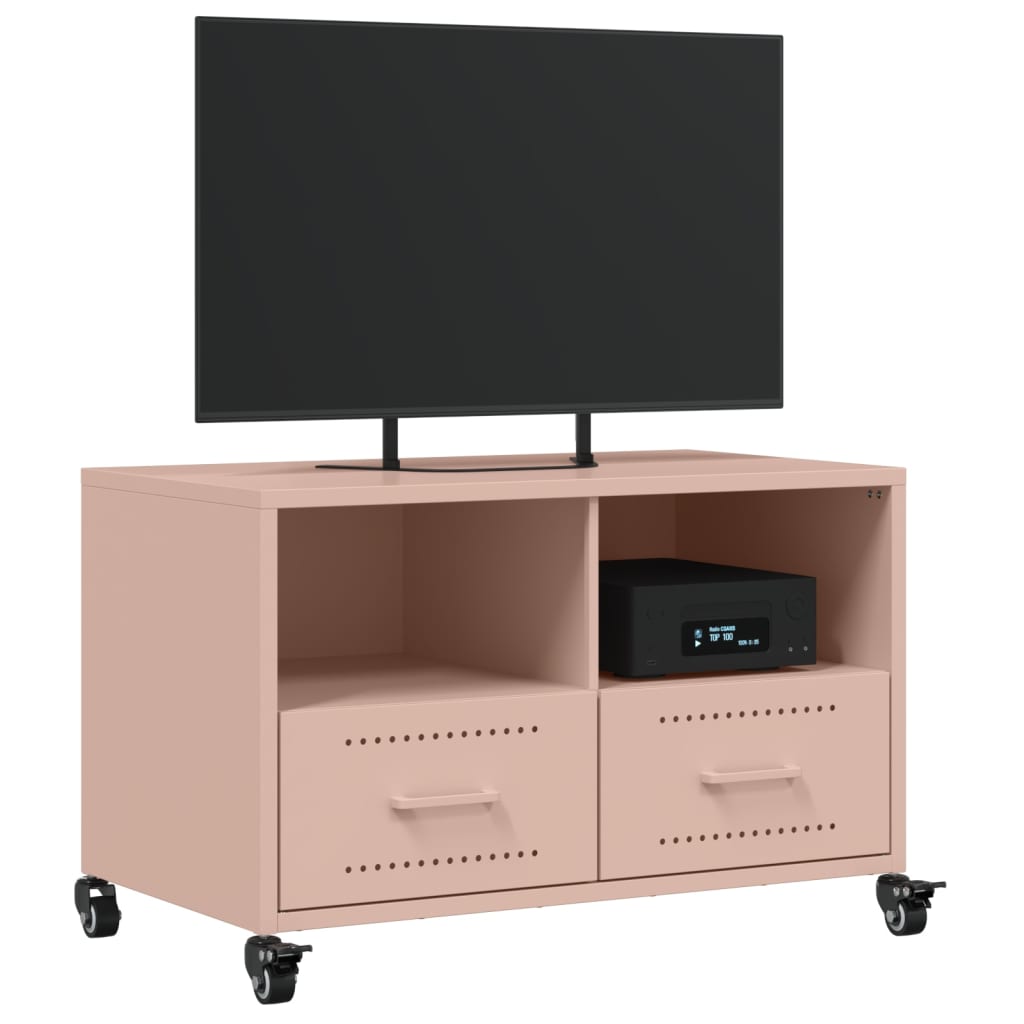 vidaXL Tv-bänk rosa 68x39x43,5 cm stål