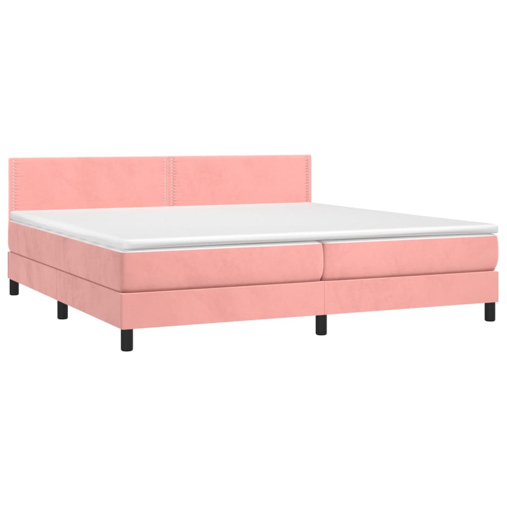 vidaXL Ramsäng med madrass rosa 200x200 cm sammet