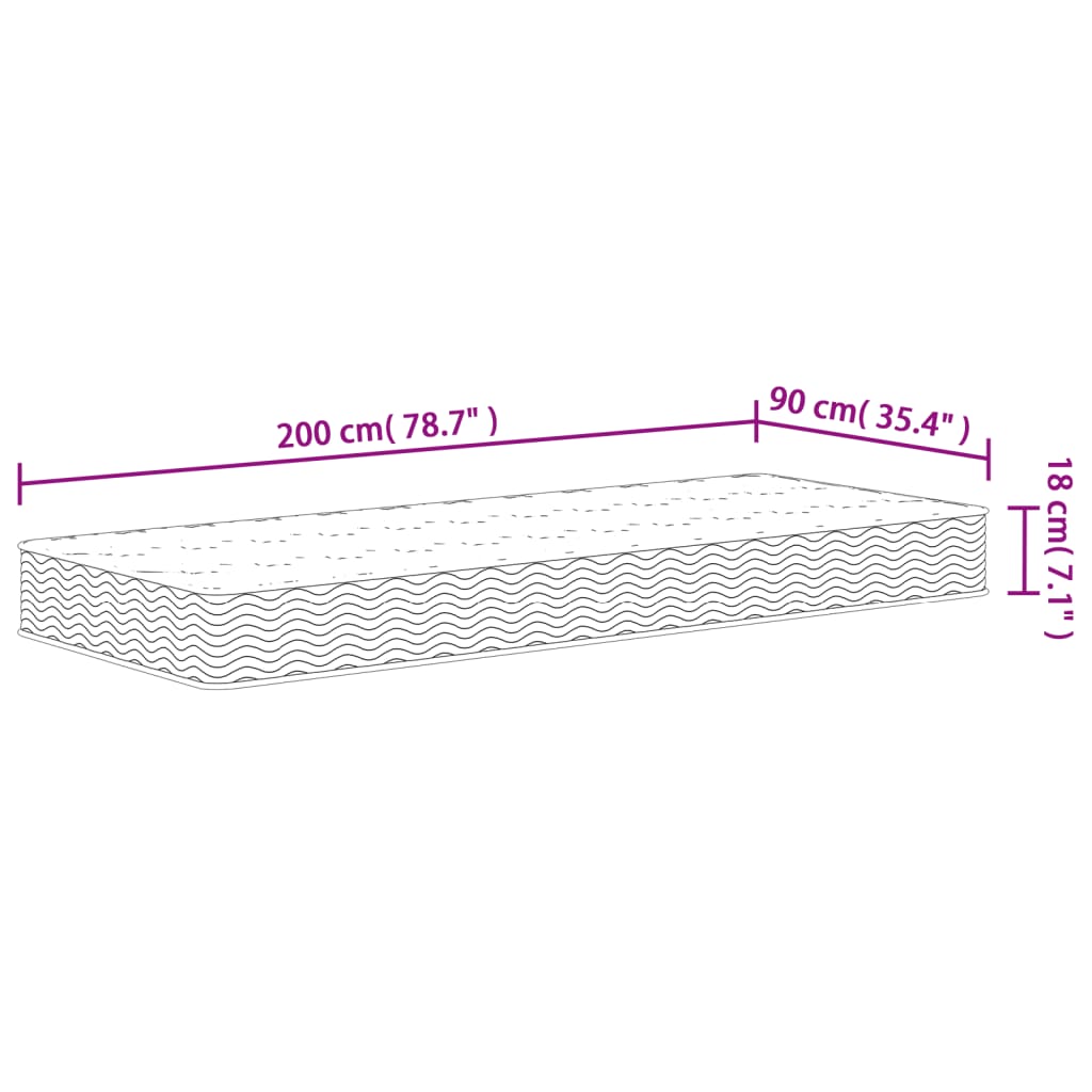 vidaXL Bonellresårmadrass medium 90x200 cm