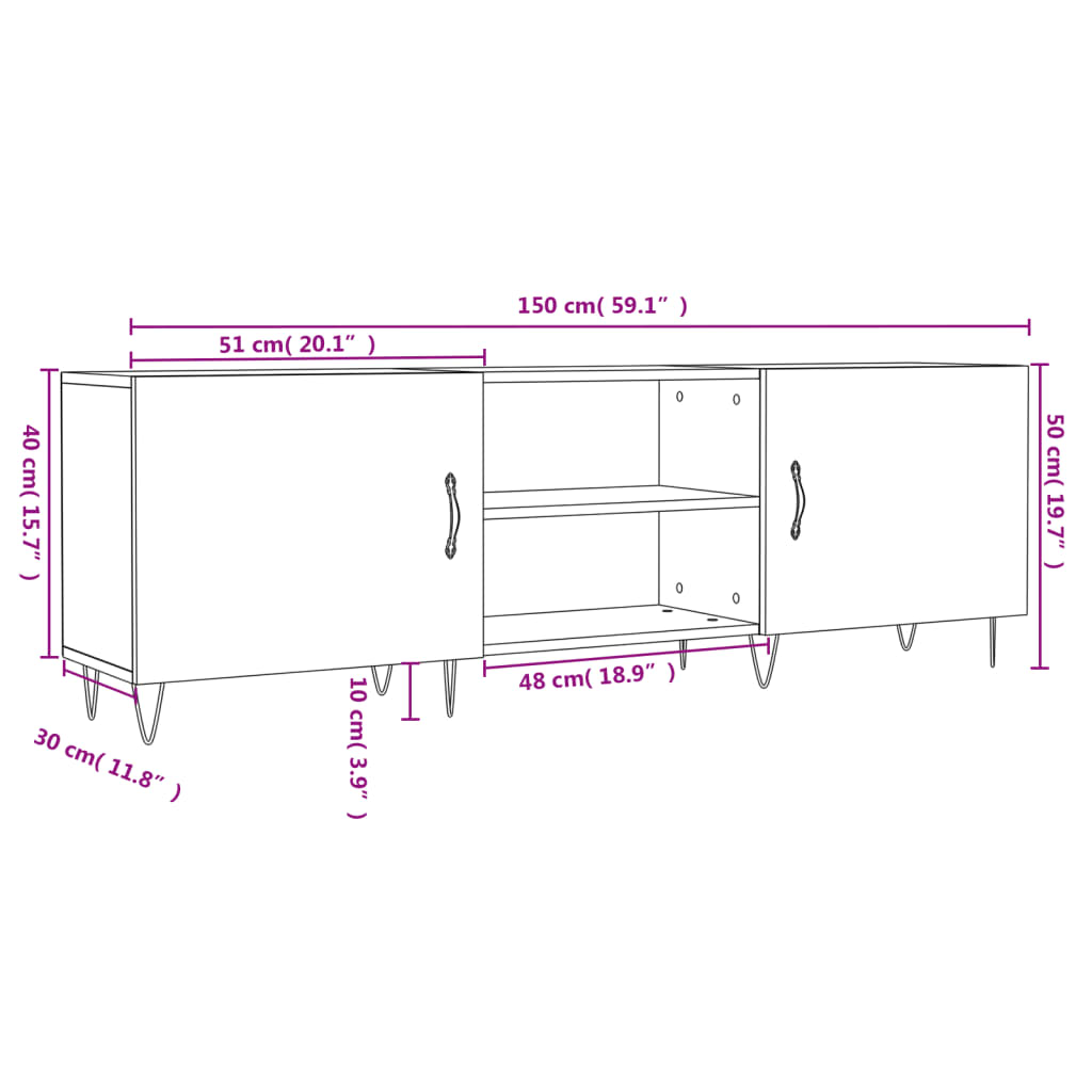 vidaXL Tv-bänk svart 150x30x50 cm konstruerat trä