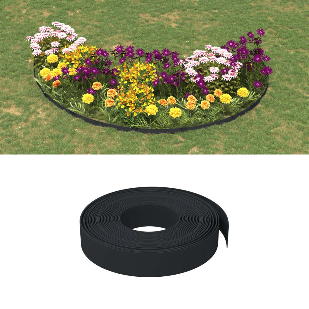 vidaXL Rabattkant svart 10 m 10 cm polyeten