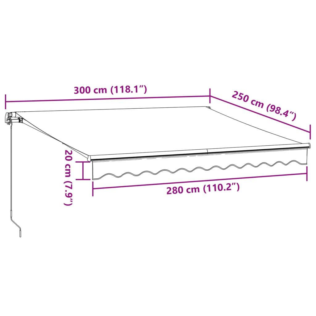 vidaXL Markis manuellt infällbar antracit&vit 300x250 cm