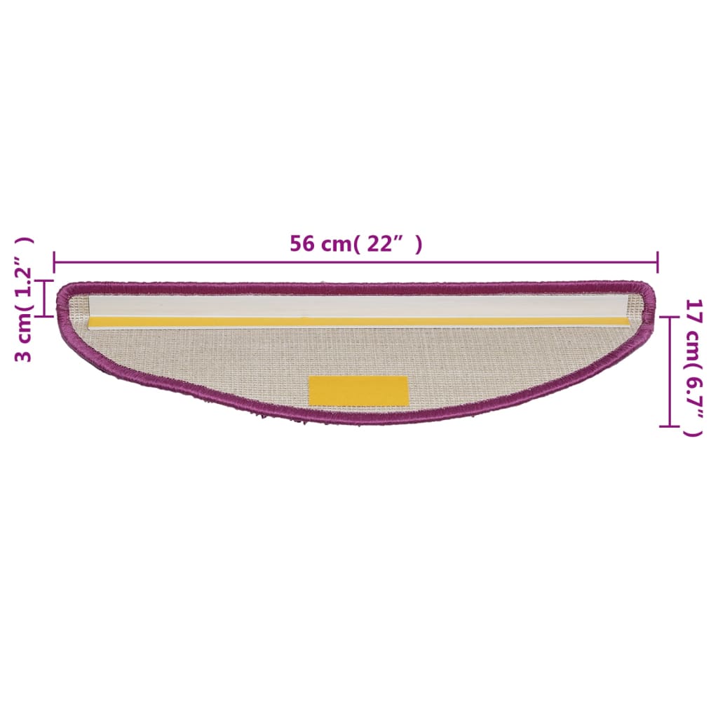 vidaXL Trappstegsmattor 10 st 56x17x3 cm violett