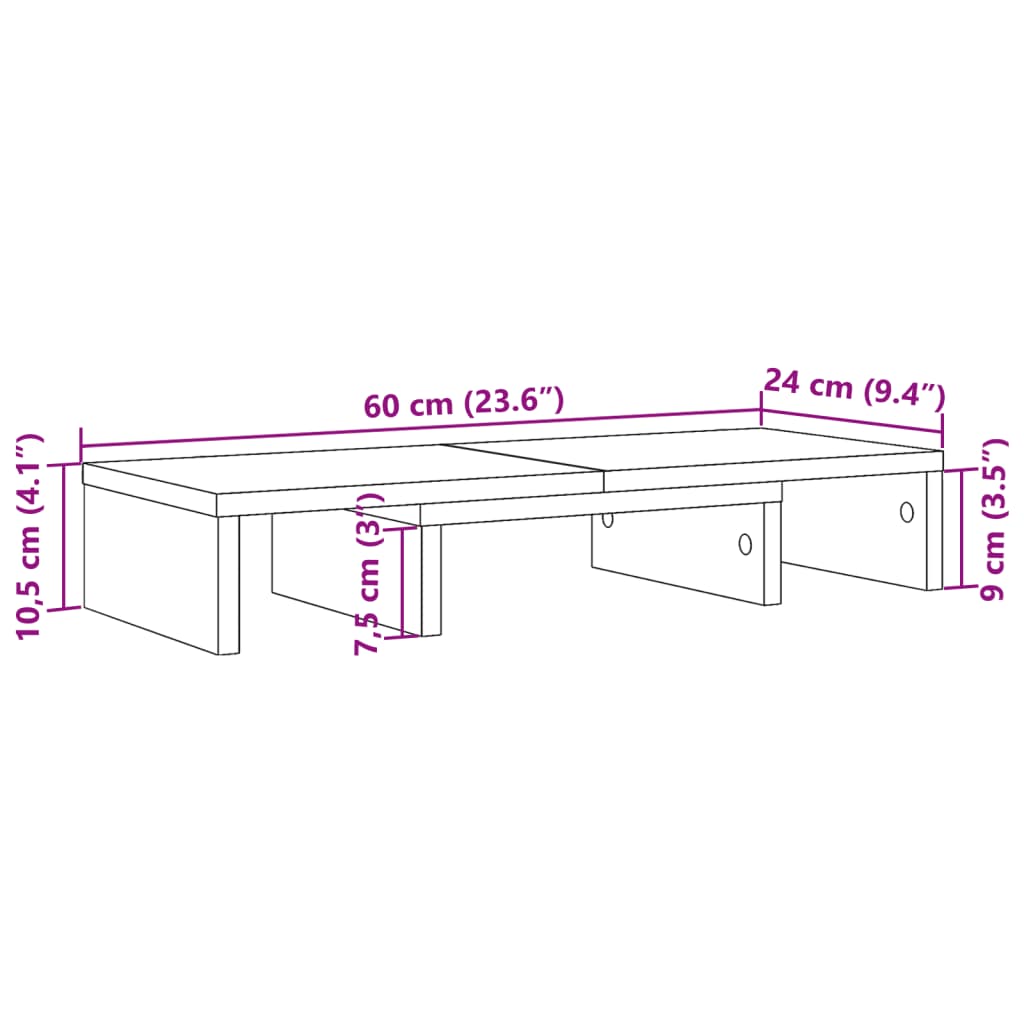 vidaXL Skärmställ justerbart 60x24x10,5cm konstruerat trä rökfärgad ek