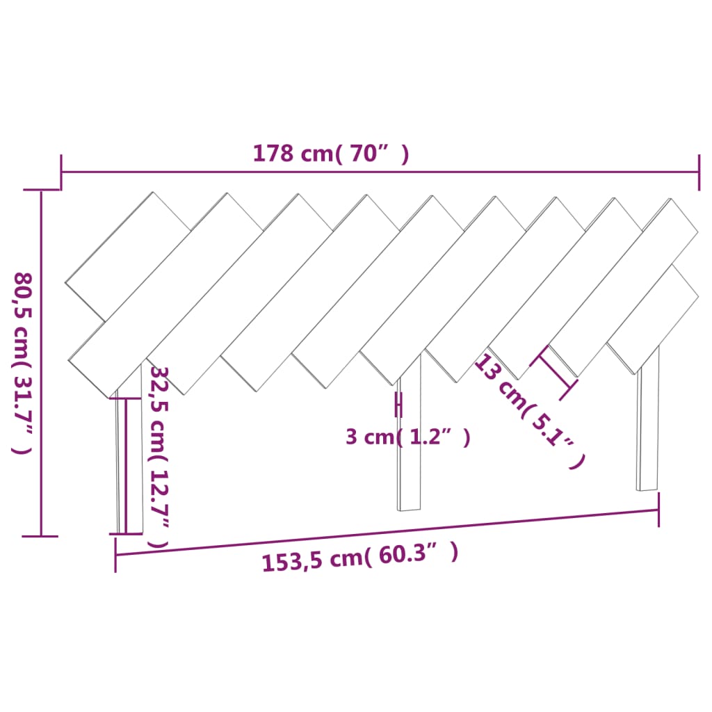 vidaXL Sänggavel vit 178x3x80,5 cm massiv furu