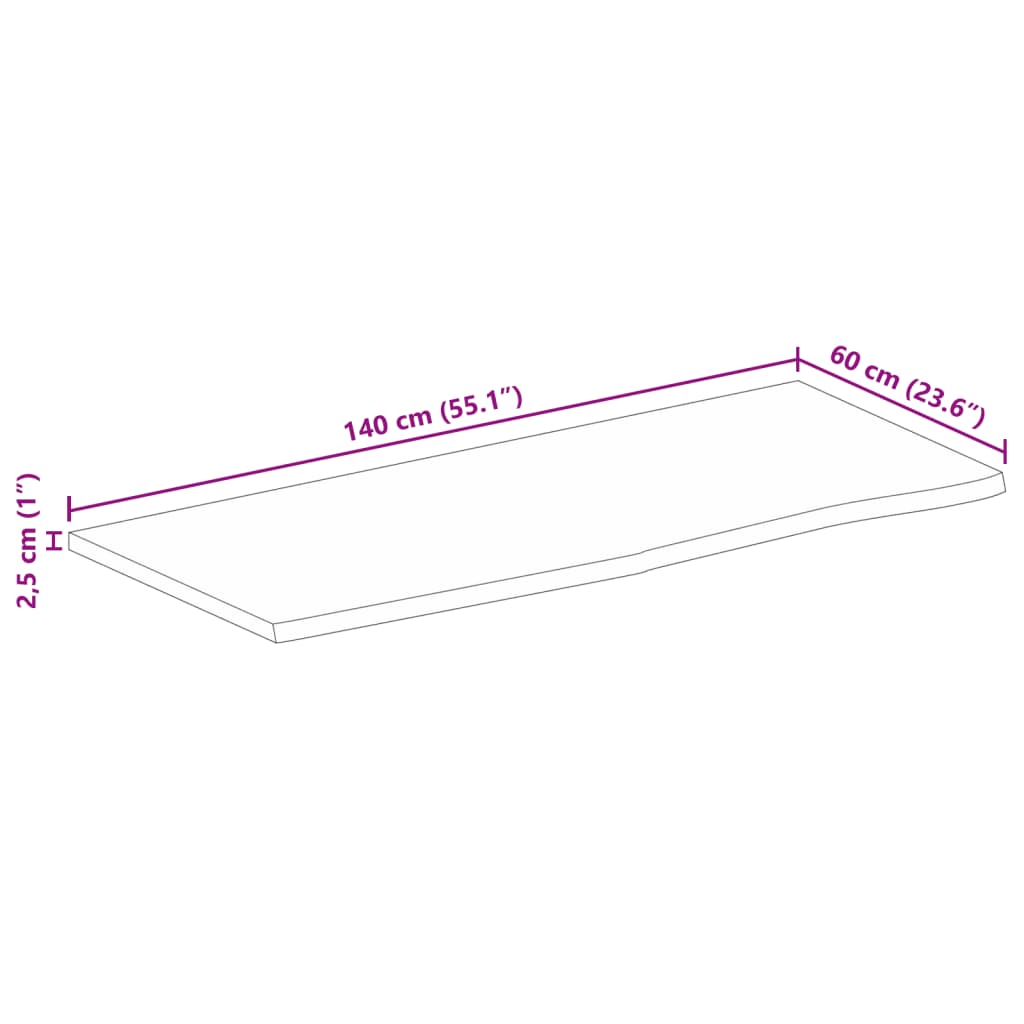 vidaXL Bordsskiva 140x60x2,5 cm levande kant massivt mangoträ