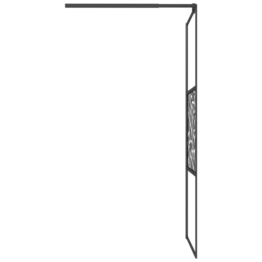 vidaXL Duschvägg med hylla svart 90x195 cm ESG-glas&aluminium