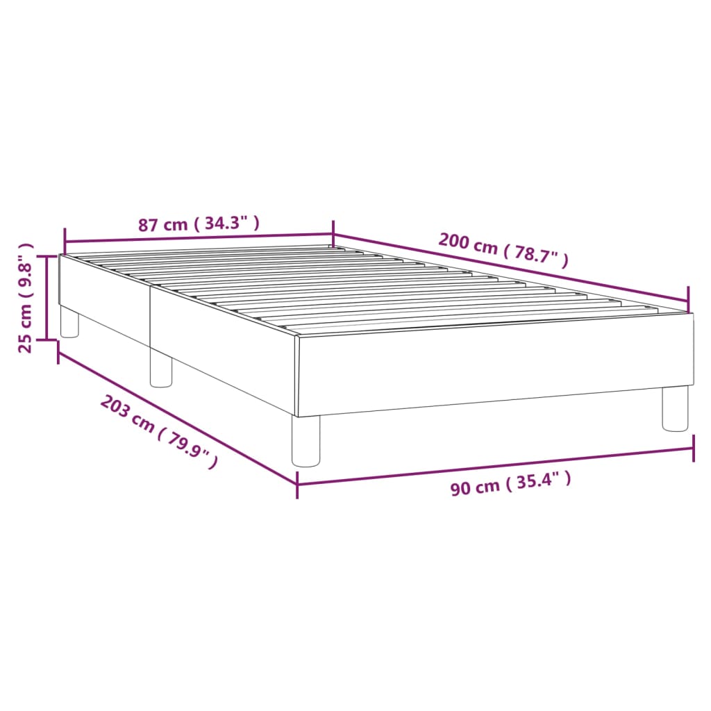 vidaXL Sängram svart 90x200 cm sammet