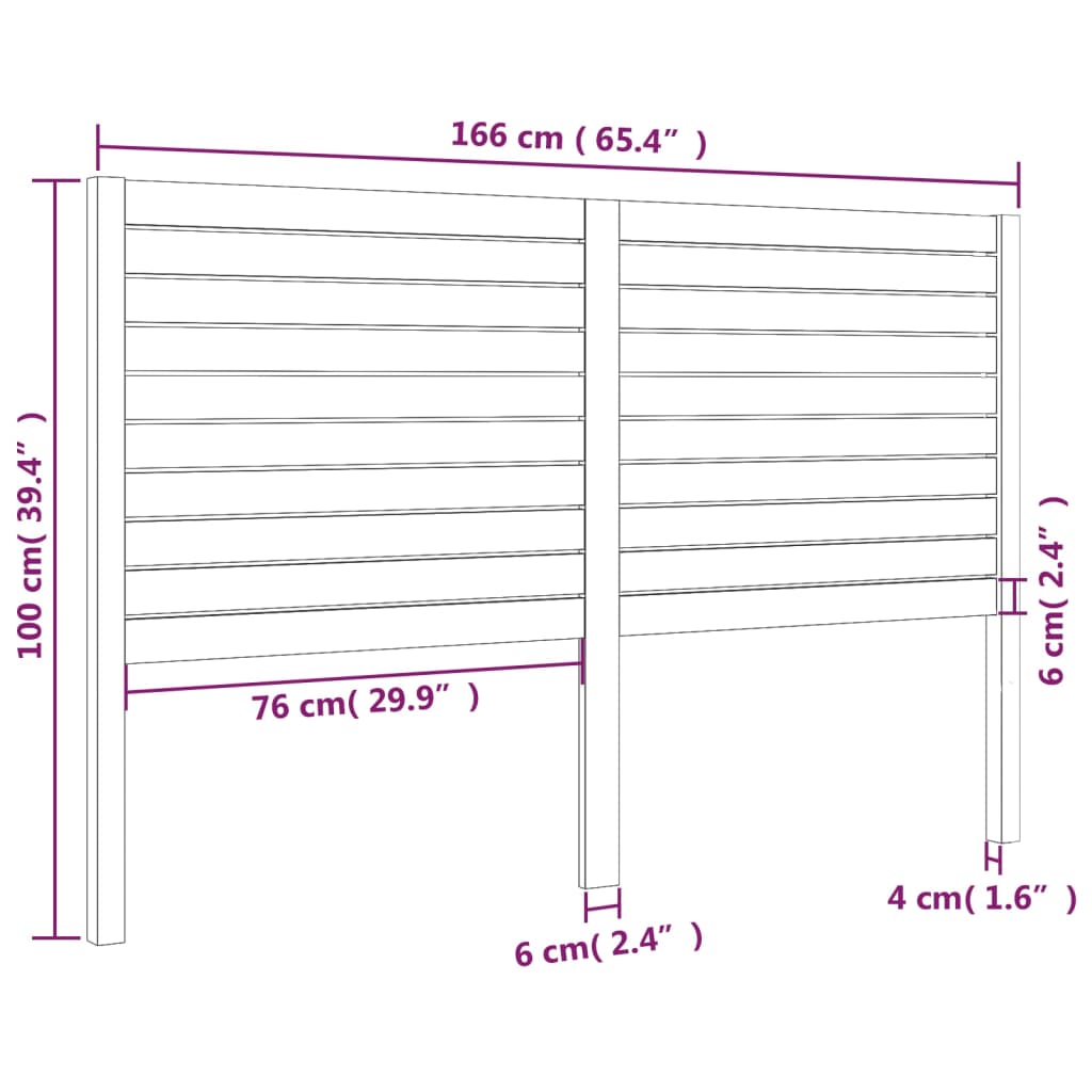 vidaXL Sänggavel 166x4x100 cm massiv furu