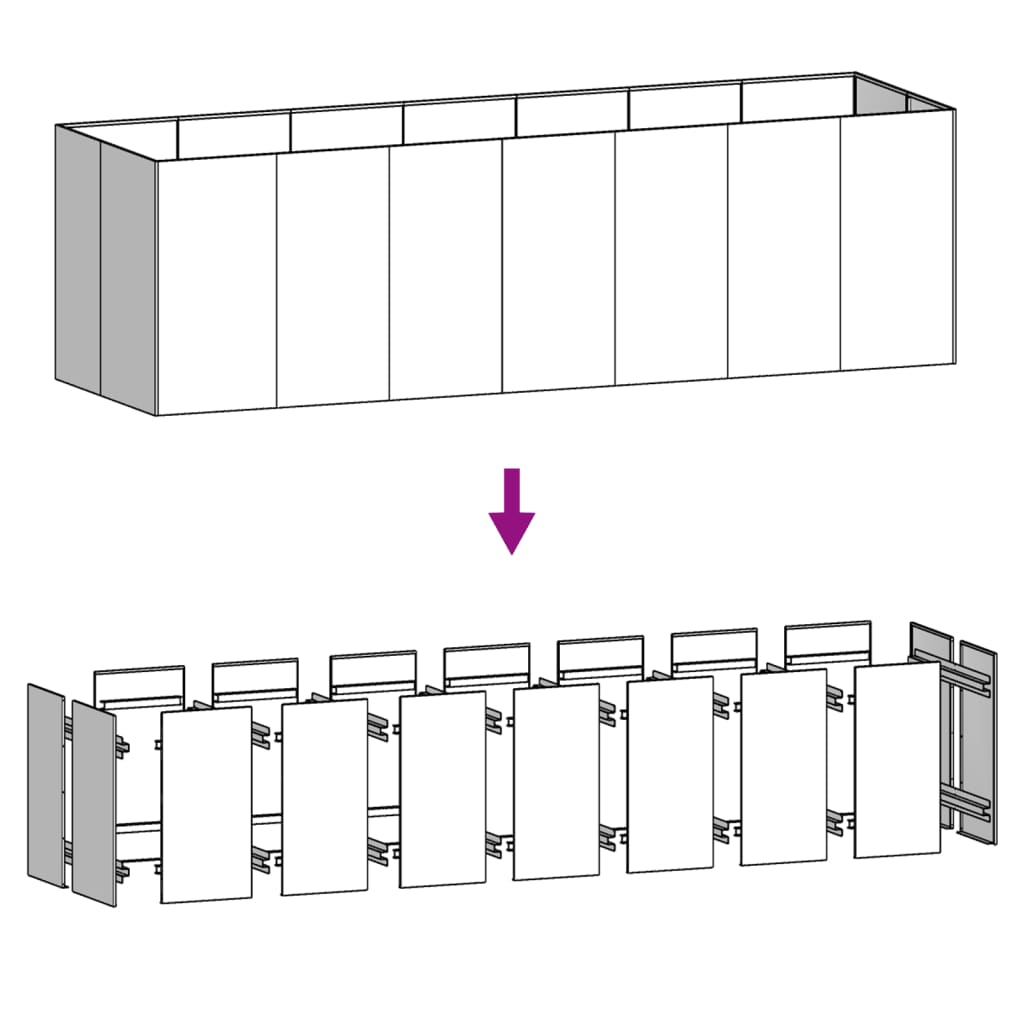 vidaXL Odlingslåda 280x80x80 cm rosttrögt stål