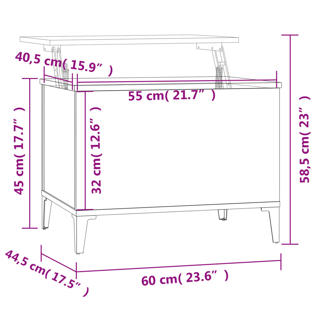 vidaXL Soffbord svart 60x44,5x45 cm konstruerat trä