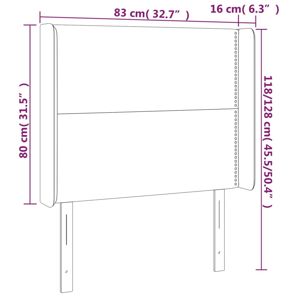 vidaXL Sänggavel med kanter mörkgrå 83x16x118/128 cm tyg