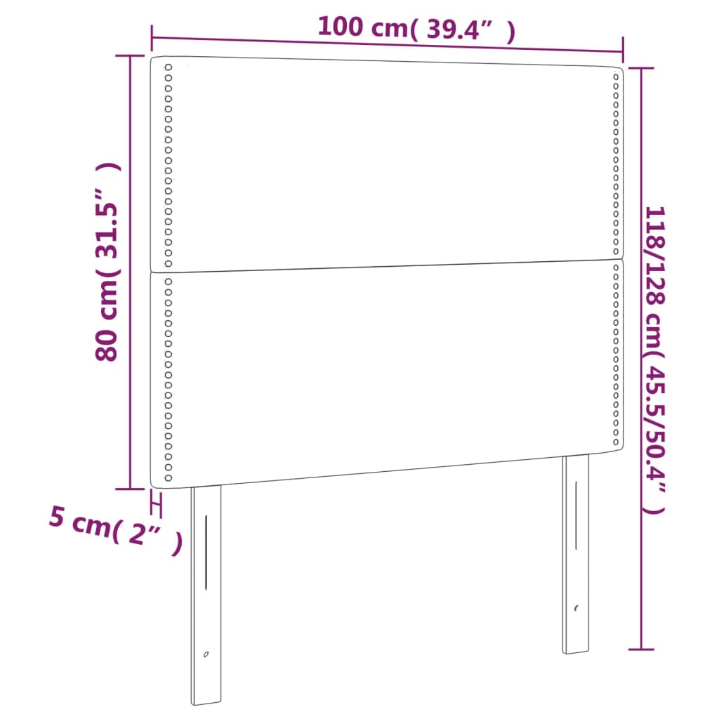 vidaXL Sänggavel LED grå 100x5x118/128 cm konstläder