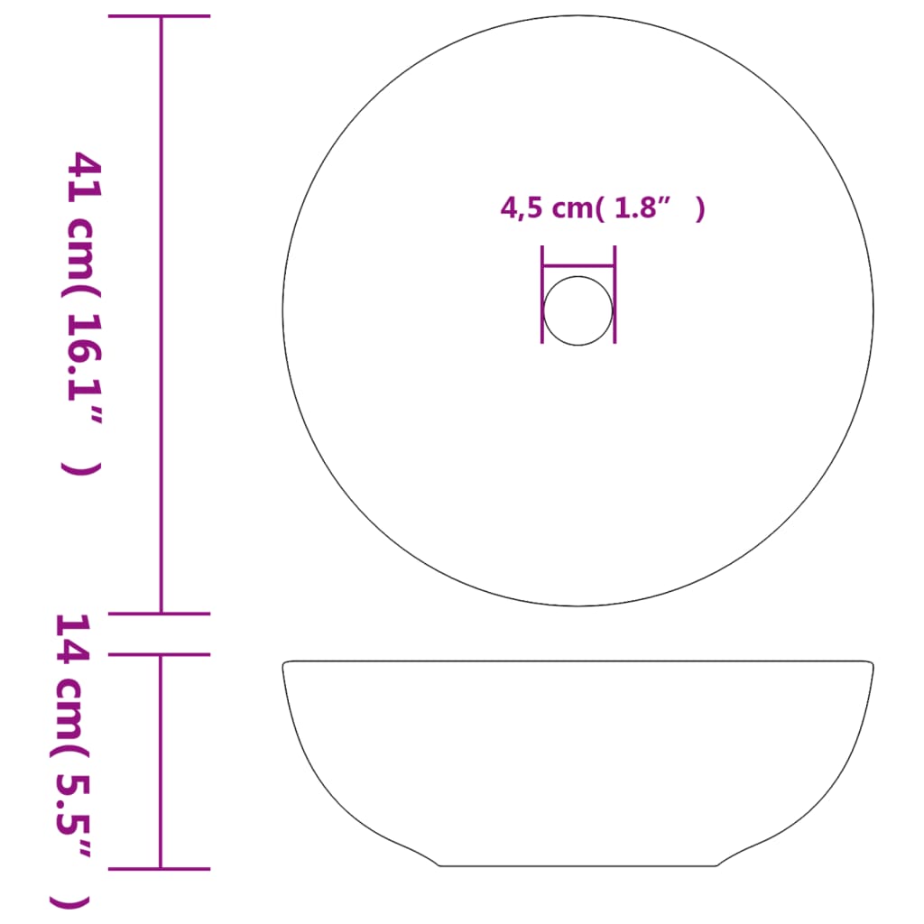 vidaXL Handfat vit och blå rund Φ41x14 cm keramik