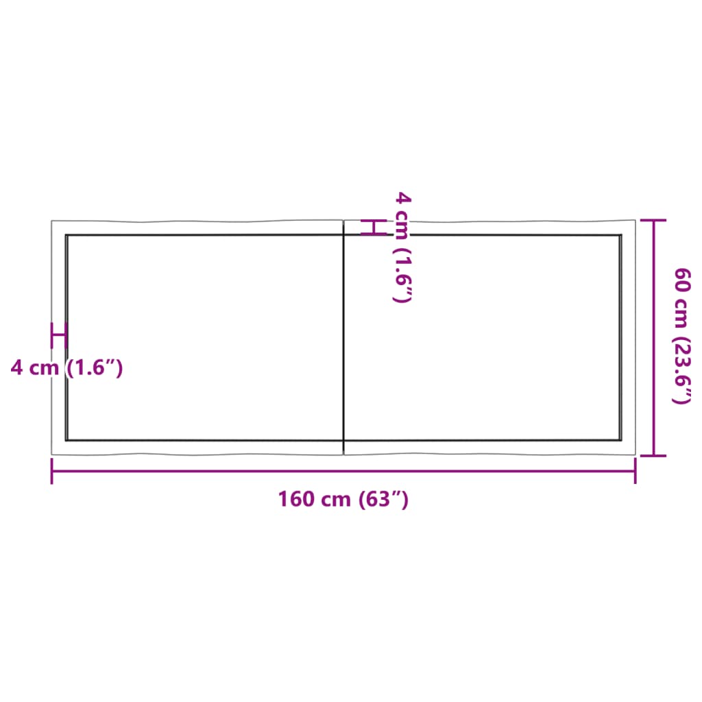 vidaXL Bordsskiva 160x60x(2-6) cm obehandlad massiv ek levande kant