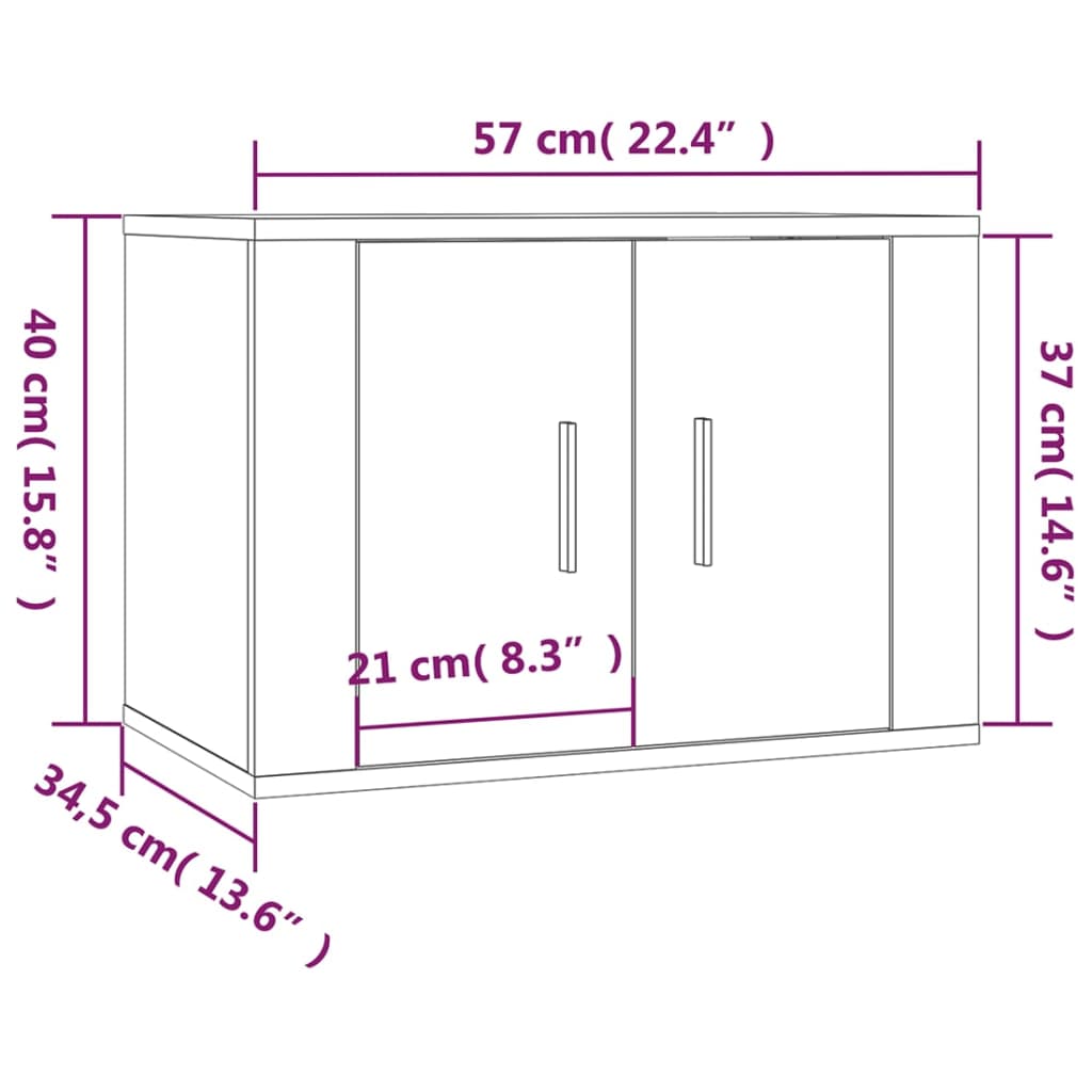 vidaXL Väggmonterade tv-skåp 2 st vit 57x34,5x40 cm