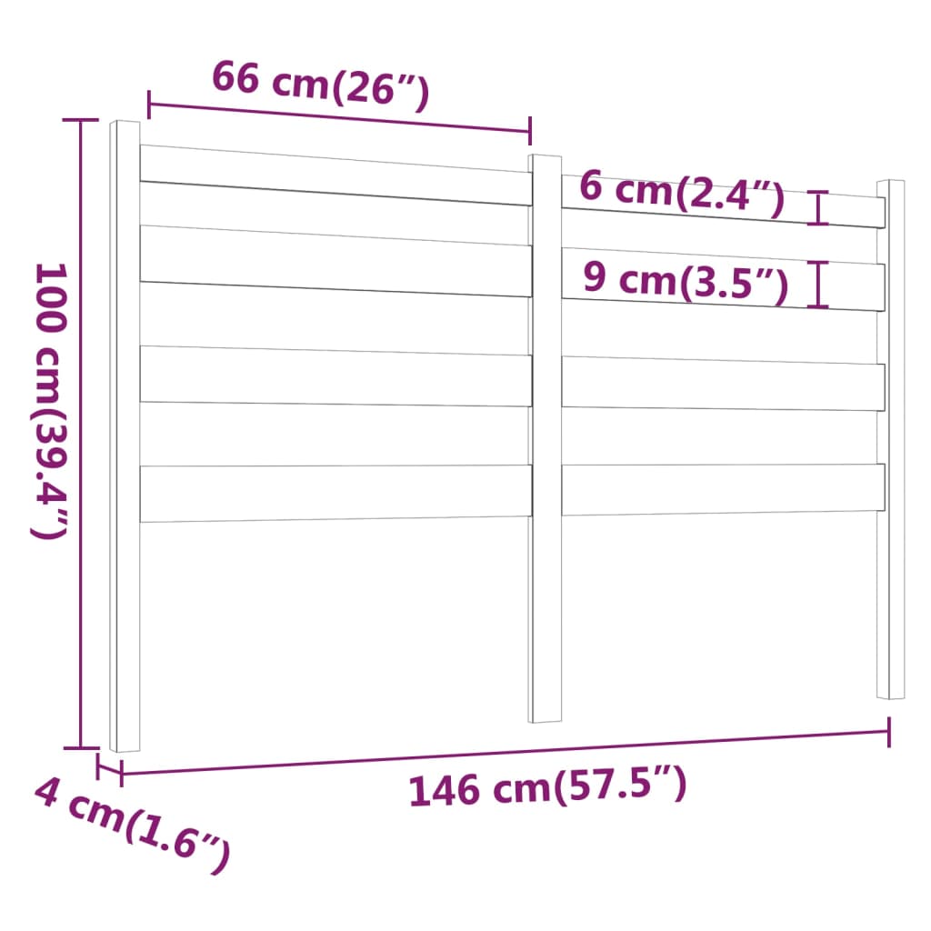 vidaXL Sänggavel vit 146x4x100 cm massiv furu