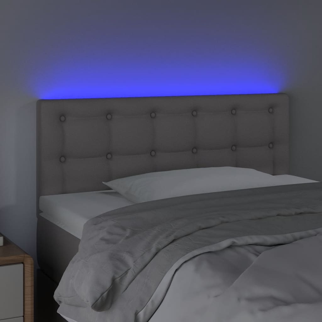 vidaXL Sänggavel LED grå 100x5x78/88 cm konstläder