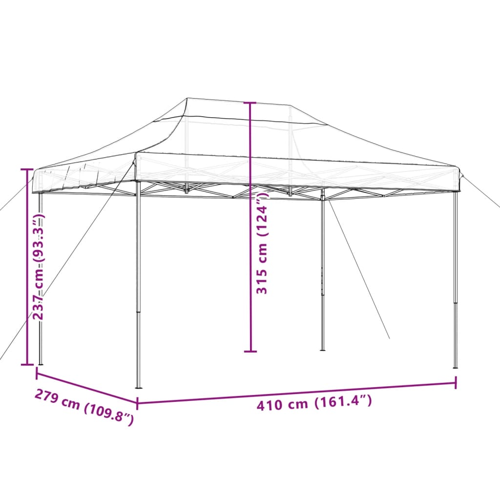 vidaXL Pop-Up hopfällbart partytält 410x279x315 cm orange