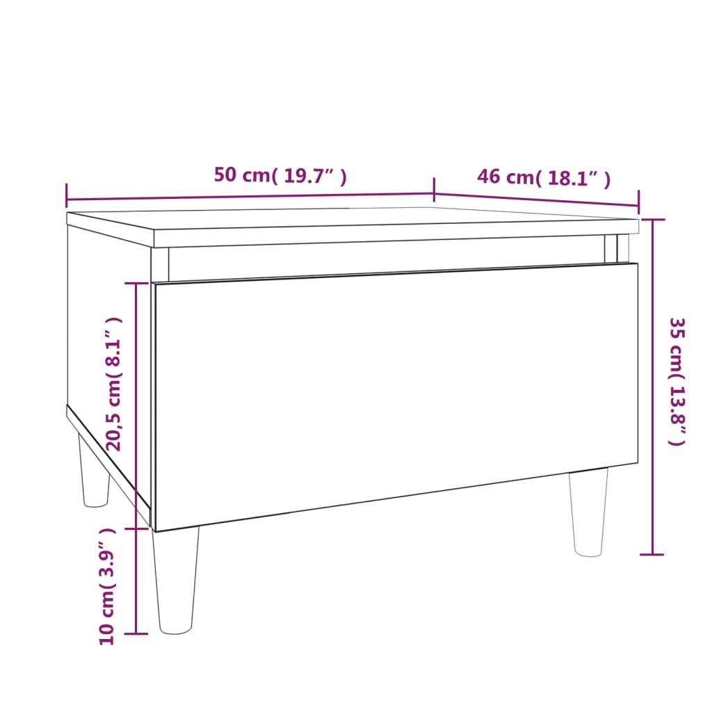 vidaXL Sidobord 2 st Betonggrå 50x46x35 cm konstruerat trä