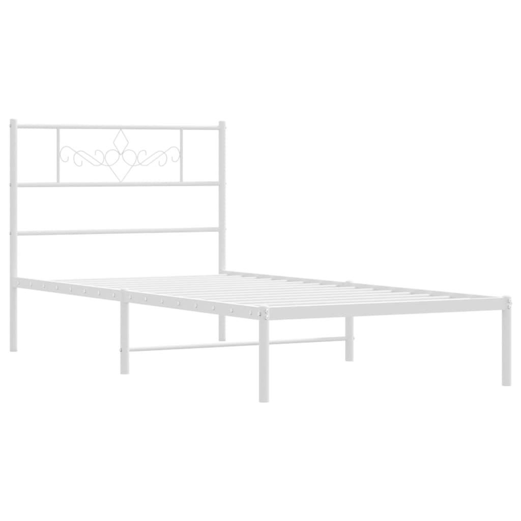 vidaXL Sängram med huvudgavel metall vit 107x203 cm