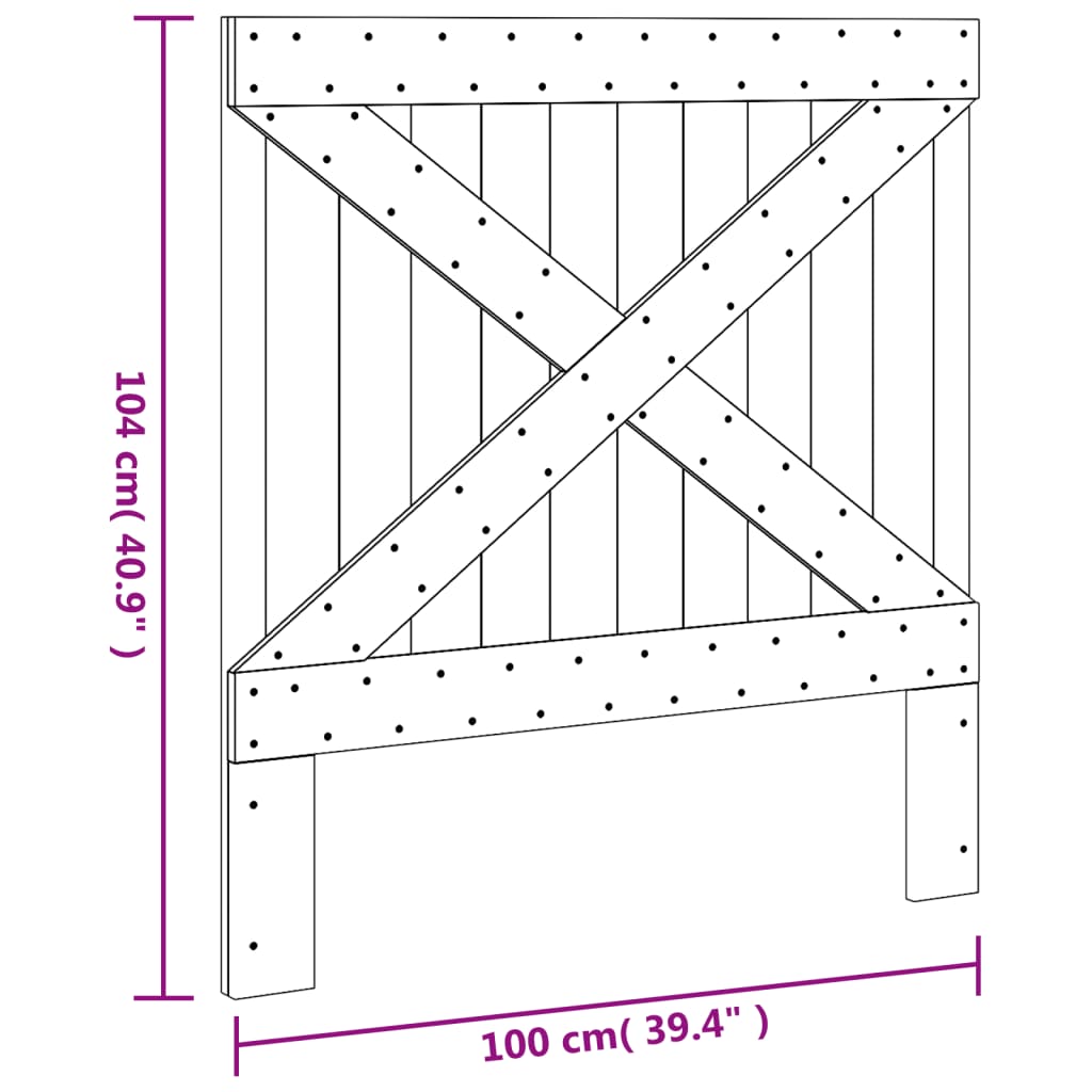 vidaXL Huvudgavel 100x104 cm massiv furu