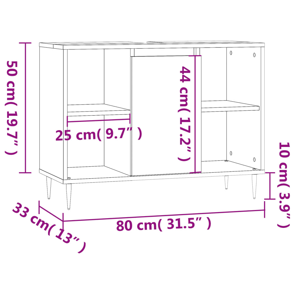 vidaXL Badrumsskåp vit 80x33x60 cm konstruerat trä