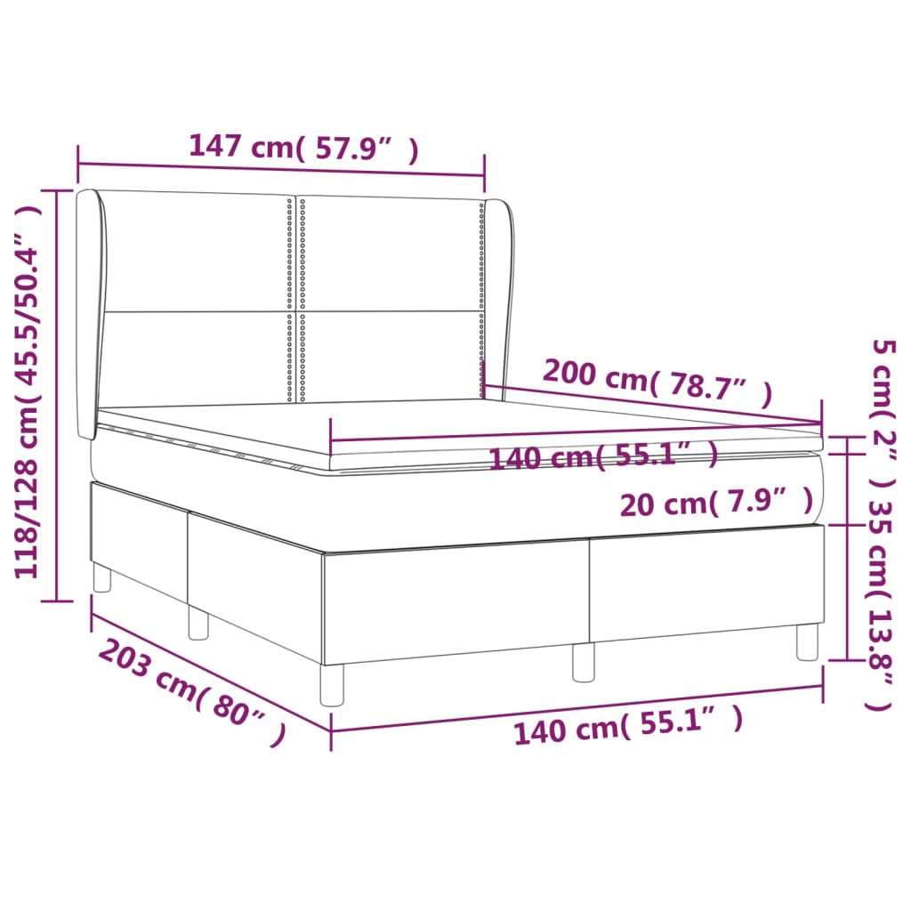 vidaXL Ramsäng med madrass ljusgrå 140x200 cm sammet