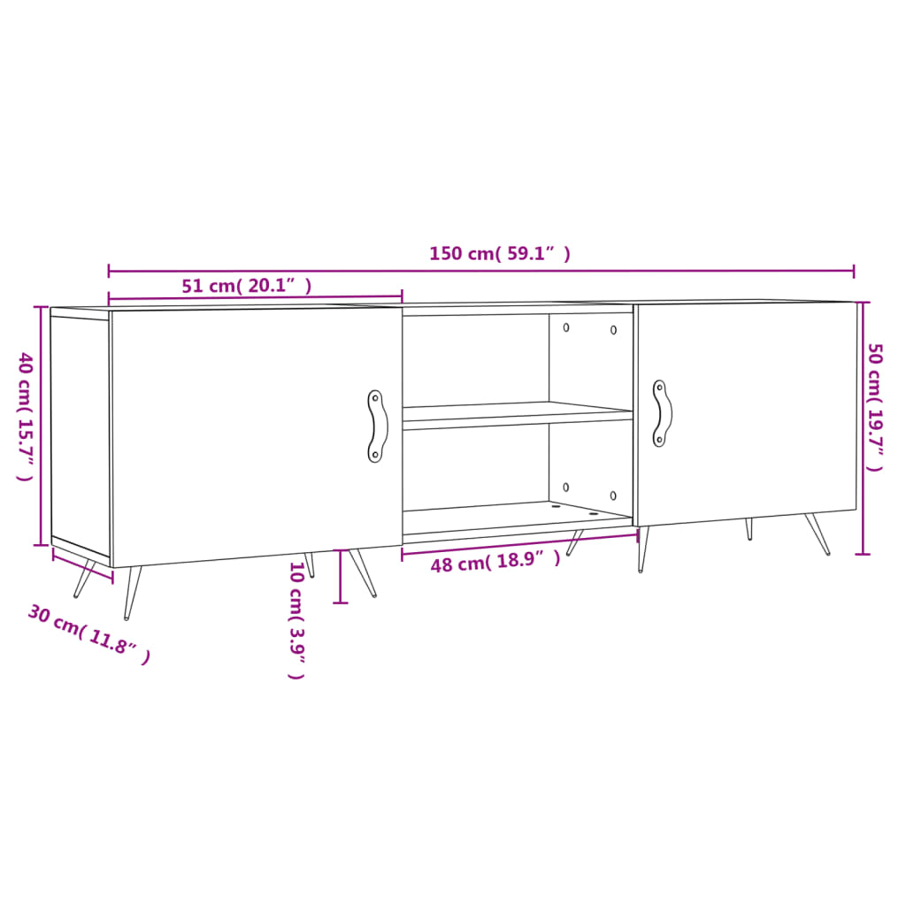 vidaXL Tv-bänk betonggrå 150x30x50 cm konstruerat trä