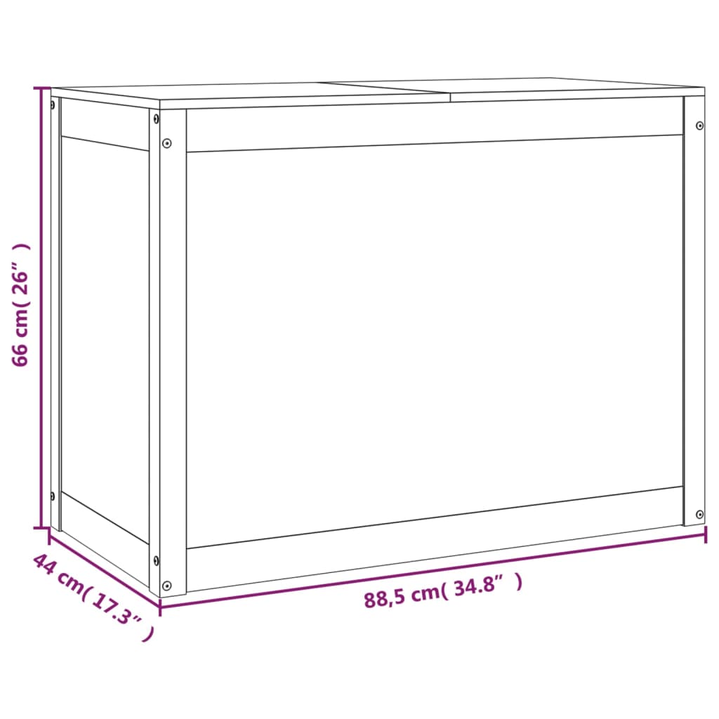 vidaXL Tvättkorg svart 88,5x44x66 cm massiv furu