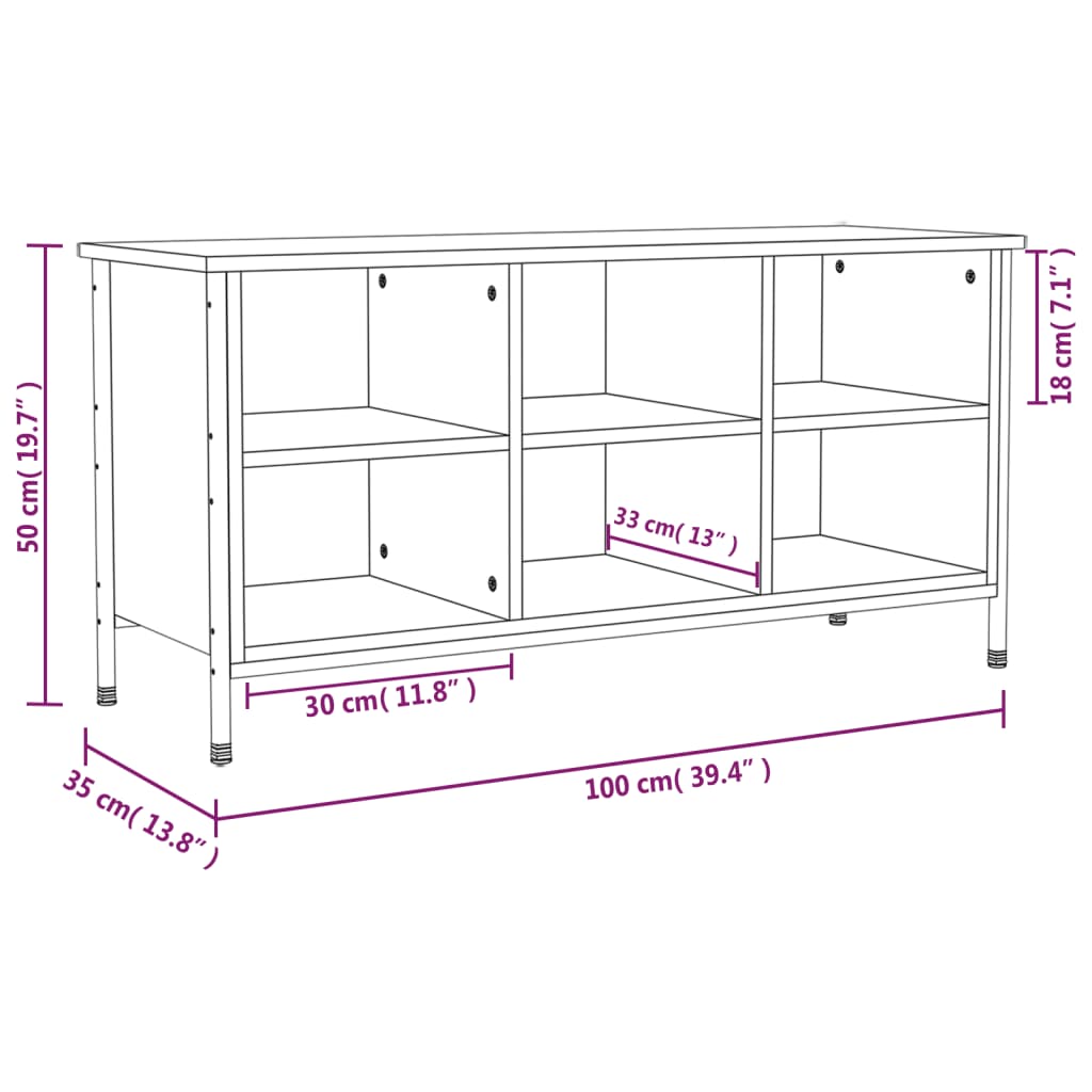 vidaXL Skohylla sonoma-ek 100x35x50 cm konstruerat trä